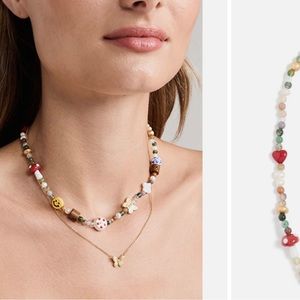 Madewell beaded happy face choker necklace / NWT